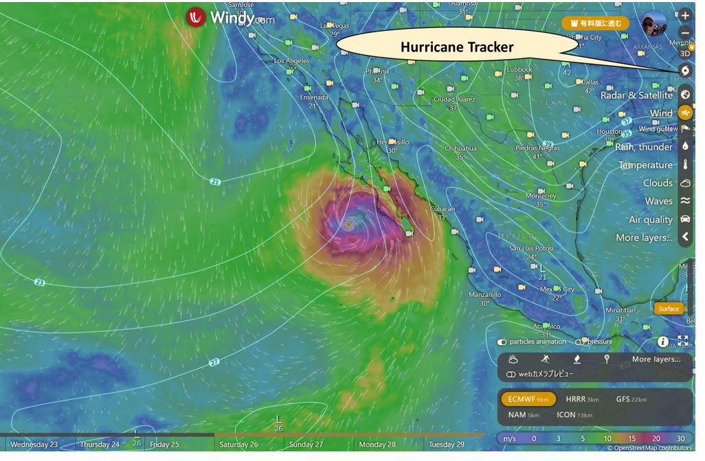 [Windy.com] Hurricane Tracker displays hurricane forecasts